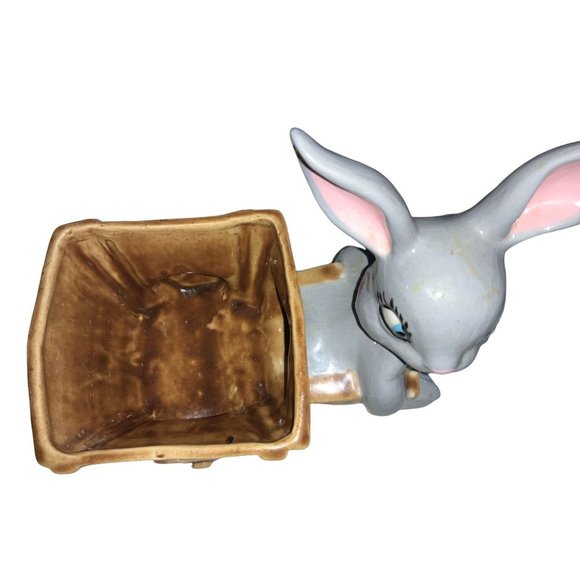 Vintage Ceramic Easter Bunny Pulling Cart  of Eggs - Picture 11 of 12